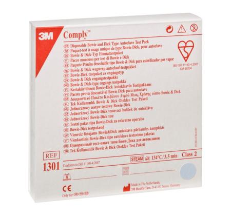 Solventum™ Steam Bowie-Dick typ einmaltestpaket, 1301, Type 2, 134°C/3.5 min, 20/CS