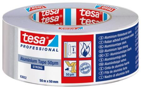 tesa® 63652 Alu mit Liner, 50m x 75mm, silber-matt