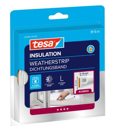 tesamoll® 5390 CLASSIC, P-Profil, 6m x 9mm x 5,5mm, weiss