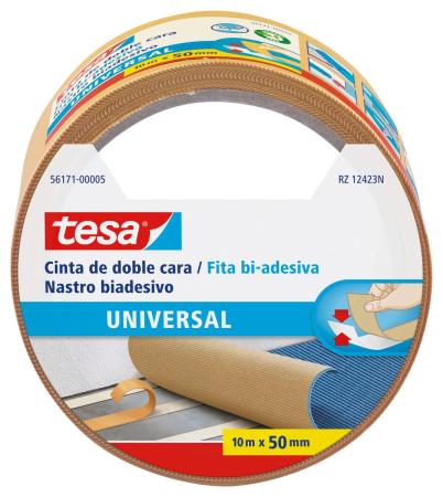 tesa® 56171 Doppelseitiges Klebeband, universal, 10m x 50mm, weiss
