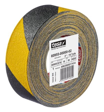 Preview: tesa® 60955 Anti-Rutschband extrem flexibel, 18m x 50mm, schwarz-gelb