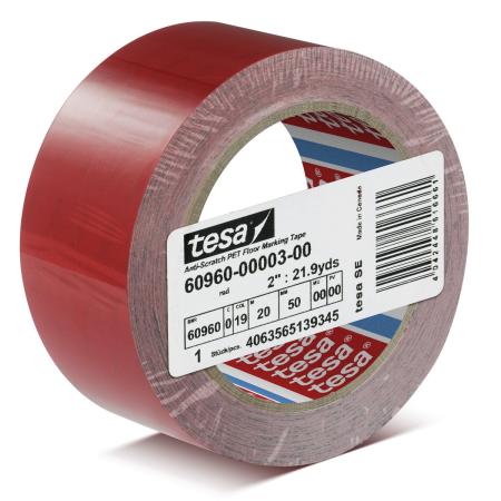 Preview: tesa® 60960 kratzfestes PET Bodenmarkierungsband, 20m x 50mm, rot