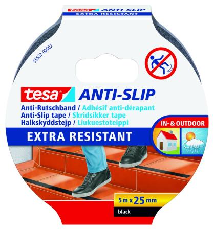 Preview: tesa® Anti Rutschband, 5 m x 25 mm, schwarz