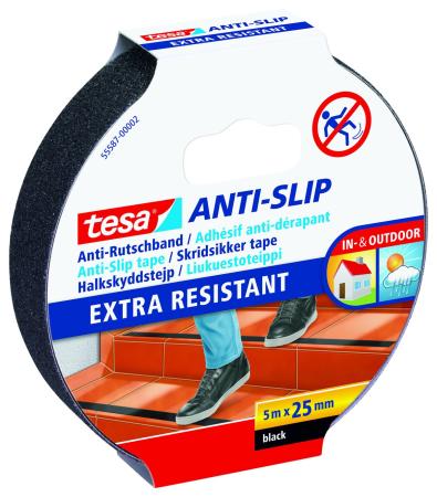 tesa® Anti Rutschband, 5 m x 25 mm, schwarz