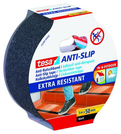 tesa® Anti Rutschband, 5 m x 50 mm, schwarz