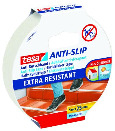 tesa® Anti Rutschband, 5 m x 25 mm, transparent
