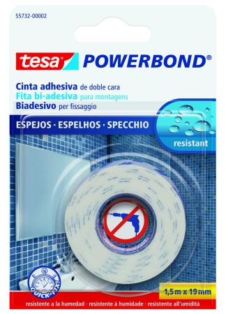 tesa Powerbond® SPIEGEL, 5m x 19mm, weiss