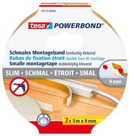 Preview: tesa® 55714 Powerbond Slim, 5m x 18mm, weiss