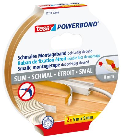 tesa® 55714 Powerbond Slim, 5m x 18mm, weiss