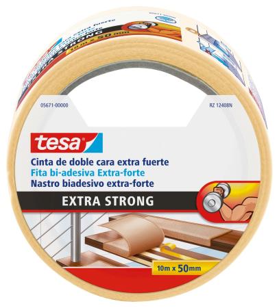 Preview: tesa® 5671 Verlegeband, extra stark klebend, 10m x 50mm, weiss-transluzent