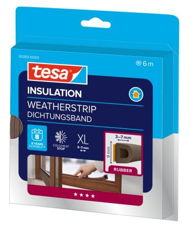 Preview: tesamoll® 5393 CLASSIC, P-Profil, 6m x 9mm x 5,5mm, braun