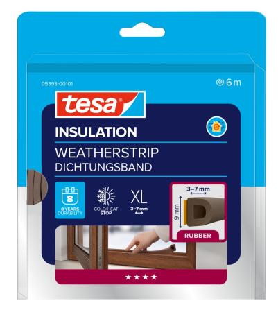 Preview: tesamoll® 5393 CLASSIC, P-Profil, 6m x 9mm x 5,5mm, braun