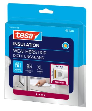 Preview: tesamoll® 5393 CLASSIC, P-Profil, 6m x 9mm x 5,5mm, weiss