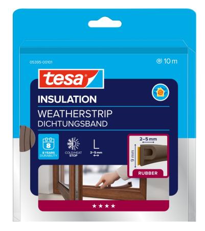 Preview: tesamoll® 5395 CLASSIC, P-Profil, 10m x 9mm x 5,5mm, braun
