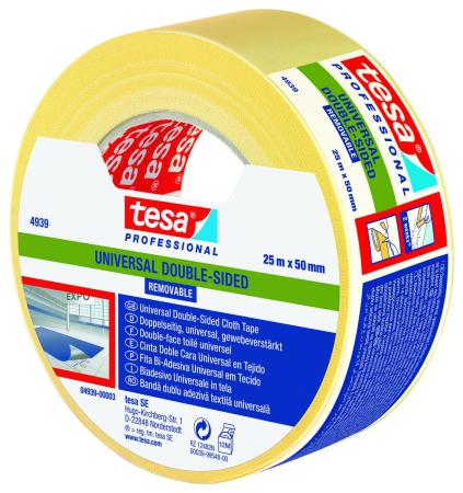 Preview: tesa® 4939, Verlegeband Univ. ablösbar, 25m x 50mm, weiß-transluzent