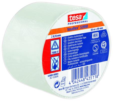 tesaflex® Professional 53988 Isolierband 7000V, 25m x 50mm, weiß