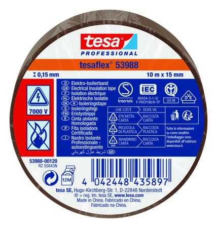 tesaflex® Professional 53988 Isolierband 7000V, 10m x 15mm, braun