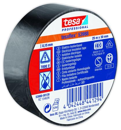 tesaflex® Professional 53988 Isolierband 7000V, 25m x 30mm, schwarz