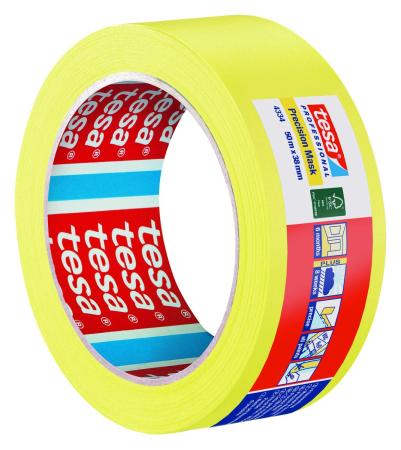 Preview: tesa® Professional 4334 Präzisionskrepp® PLUS, 50m x 38mm, gelb