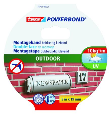 Preview: tesa® 55751 Powerbond OUTDOOR, 5m x 19mm, grau