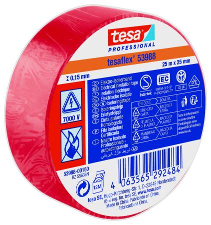 tesaflex® Professional 53988 Isolierband 7000V, 25m x 25mm, rot