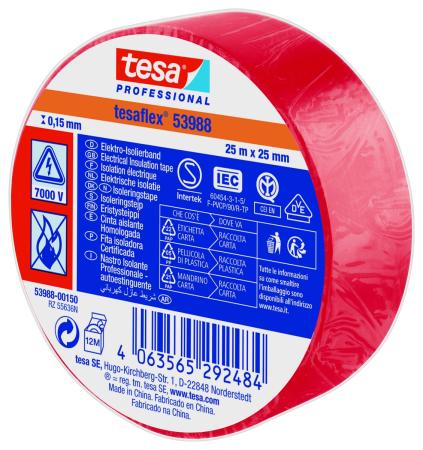 Preview: tesaflex® Professional 53988 Isolierband 7000V, 25m x 25mm, rot