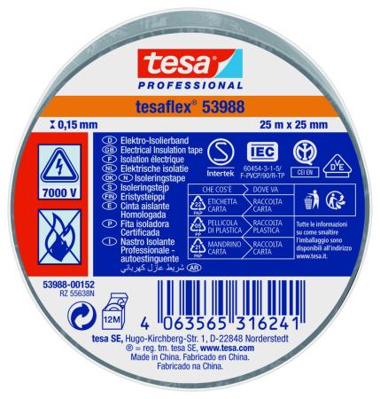 Preview: tesaflex® Professional 53988 Isolierband 7000V, 25m x 25mm, hellgrau