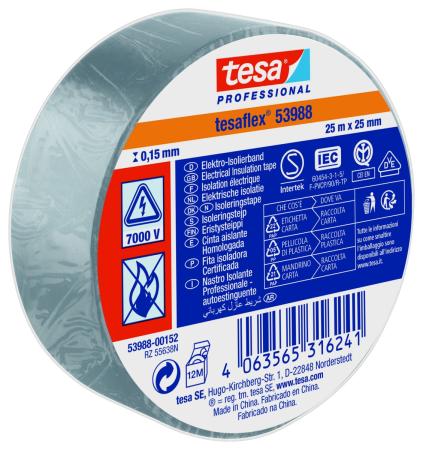 tesaflex® Professional 53988 Isolierband 7000V, 25m x 25mm, hellgrau