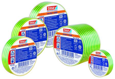 tesaflex® Professional 53988 Isolierband 7000V,10m x 15mm, grün-gelb-gestreift