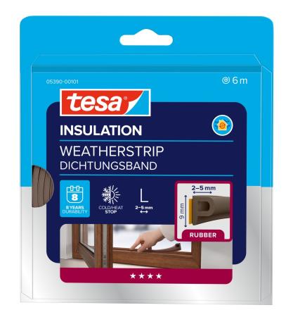 Preview: tesamoll® 5390 CLASSIC, P-Profil, 6m x 9mm x 5,5mm, braun