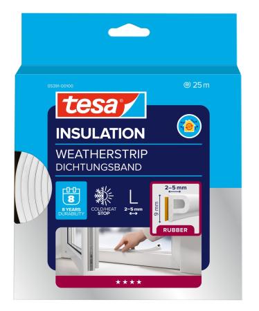 Preview: tesamoll® 5391 CLASSIC, P-Profil, 25m x 9mm x 5,5mm, weiß