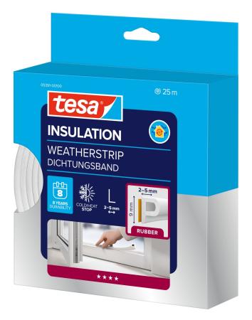 Preview: tesamoll® 5391 CLASSIC, P-Profil, 25m x 9mm x 5,5mm, weiß