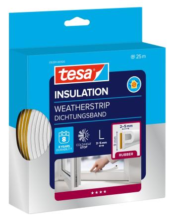 tesamoll® 5391 CLASSIC, P-Profil, 25m x 9mm x 5,5mm, weiß