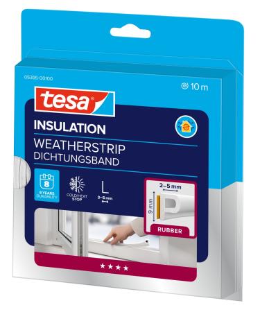 Preview: tesamoll® 5395 CLASSIC, P-Profil, 10m x 9mm x 5,5mm, weiß