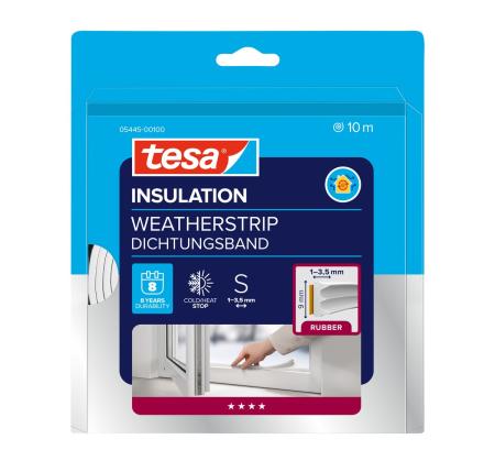 Preview: tesamoll® 5445 CLASSIC, E-Profil, 10m x 9mm x 4mm, weiß