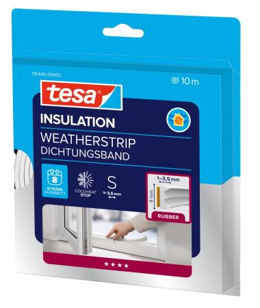 Preview: tesamoll® 5445 CLASSIC, E-Profil, 10m x 9mm x 4mm, weiß