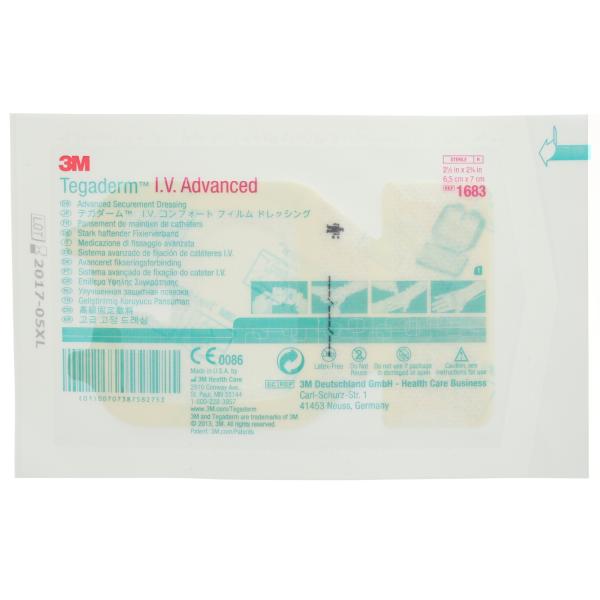 3M™ 1683 Tegaderm™ IV ADVD SECUREMT DRSG, 6.5CMX7CM,100EA/BX,4BX/CS