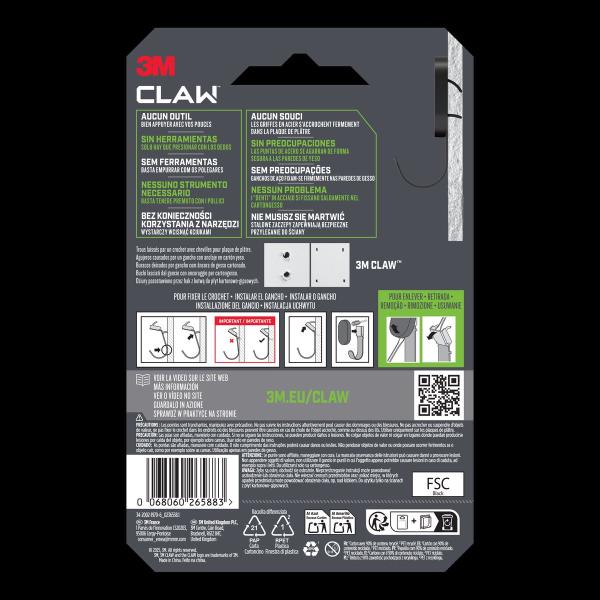 3M CLAW™ Gipskarton-Haken 11 kg, 3DH25BLK-WMR, Schwarz, 1 Haken