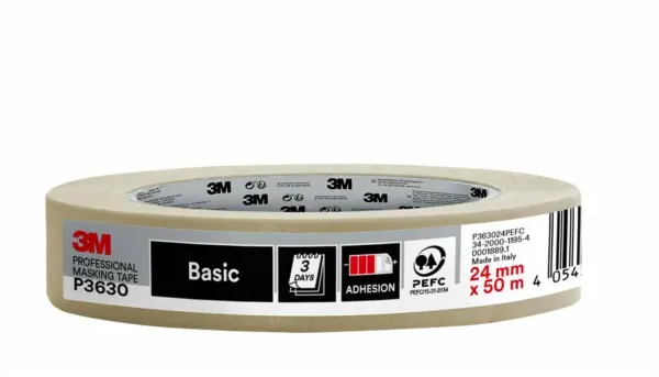 3M™ Malerkreppband P3630, 24 mm x 50m, 1 Rolle/Packung, 70% PEFC SGSCH-PEFC-COC-110078