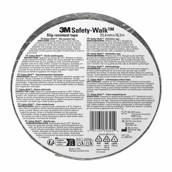 3M™ Safety-Walk™ Antirutschbelag 7731, Allzweck, Innen- und Außenbereich, Schwarz, 24.5 mm x 18.3 m, 1 Rolle/Packung