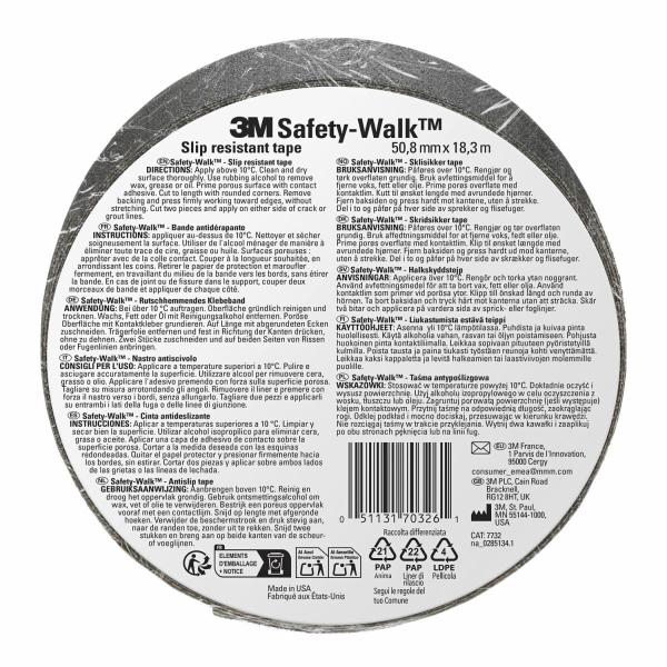 3M™ Safety-Walk™ Antirutschbelag 7732, Allzweck, Innen- und Außenbereich, Schwarz, 50.8 mm x 18.3 m, 1 Rolle/Packung