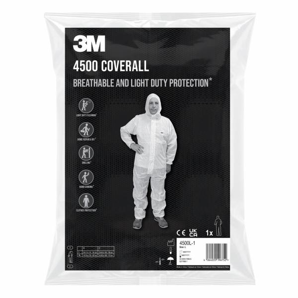3M™ Schutzanzug 4500, Kategorie 1, Weiß, Groß, 1/Stück