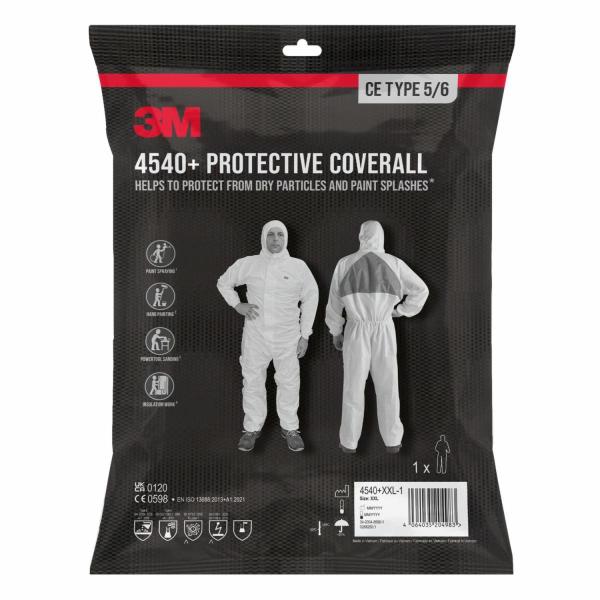 3M™ Schutzanzug 4540+, CE Typ 5/6, Weiß mit blauem Dreieck, XXL, 1/Stück