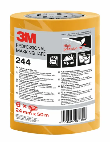 3M™ Super Malerabdeckband 244, 24 mm x 50 m, 6 Rollen/Packung