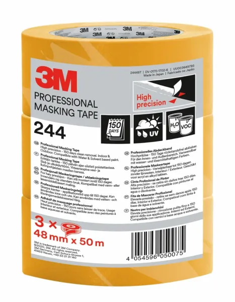 3M™ Super Malerabdeckband 244, 48 mm x 50 m, 3 Rollen/Packung