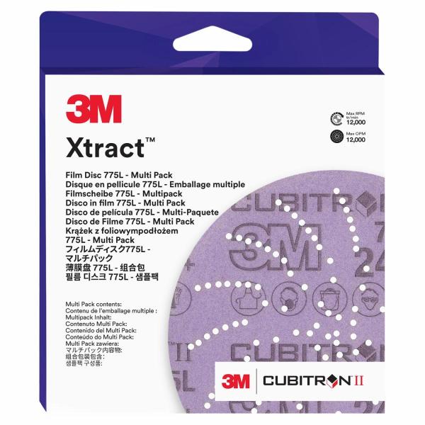 3M Xtract™ Cubitron™ II Filmscheibe 775L, 77555, mehrere Körnungen 240+ – 400+ 3MIL, 152.4 mm, Die 600LG, 15/Packung, 20 Packungen/Karton, Multipack