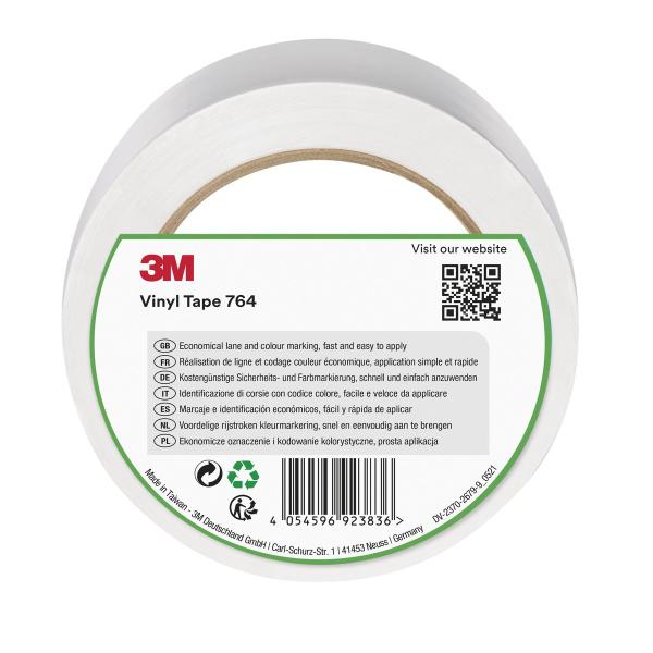 3M™ Allzweck-PVC-Klebeband 764, Weiß, 50 mm x 33 m, 0.13 mm, Einzeln verpackt