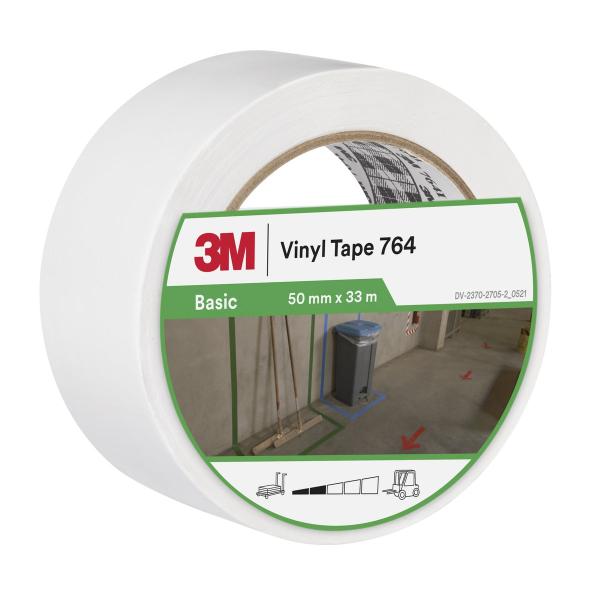 3M™ Allzweck-PVC-Klebeband 764, Weiß, 50 mm x 33 m, 0.13 mm, Einzeln verpackt