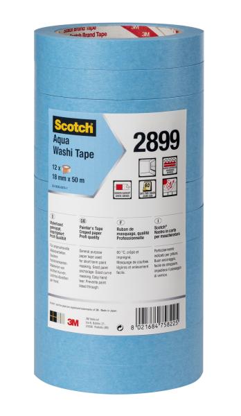 3M™ Aqua Washi Malerabdeckband 2899, Blau 24 mm x 50 m
