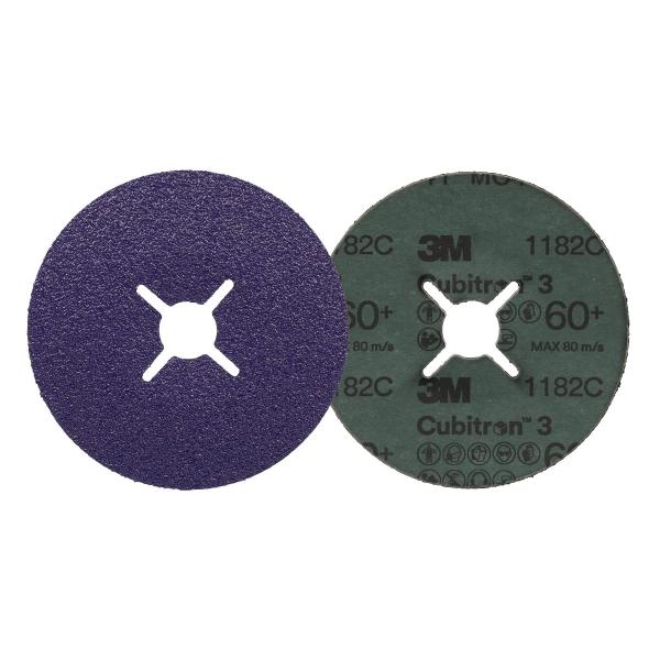3M™ Cubitron™ 3 Fiberscheibe 1182C, 60+, 115 mm x 22 mm, Slotted, 25/Bag, 100 ea/Case